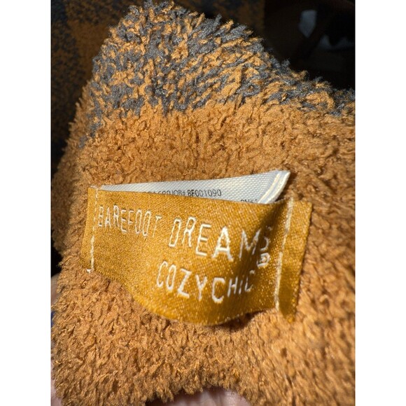 Barefoot Dreams CozyChic Plaid Scarf Wrap Honey Carbon Oversized Soft 72”X17” - Picture 6 of 8